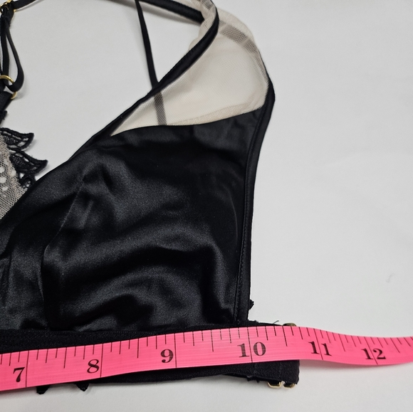 Victoria's Secret Luxe Dragon Lace Bralette Black Satin Mesh Plunging Neck Sz S - Picture 16 of 16